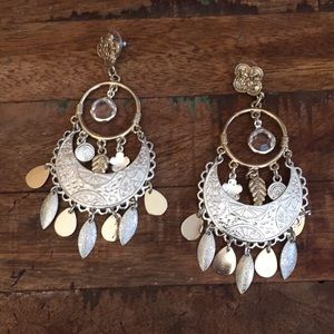 Silver & Gold Dangle Post Earrings